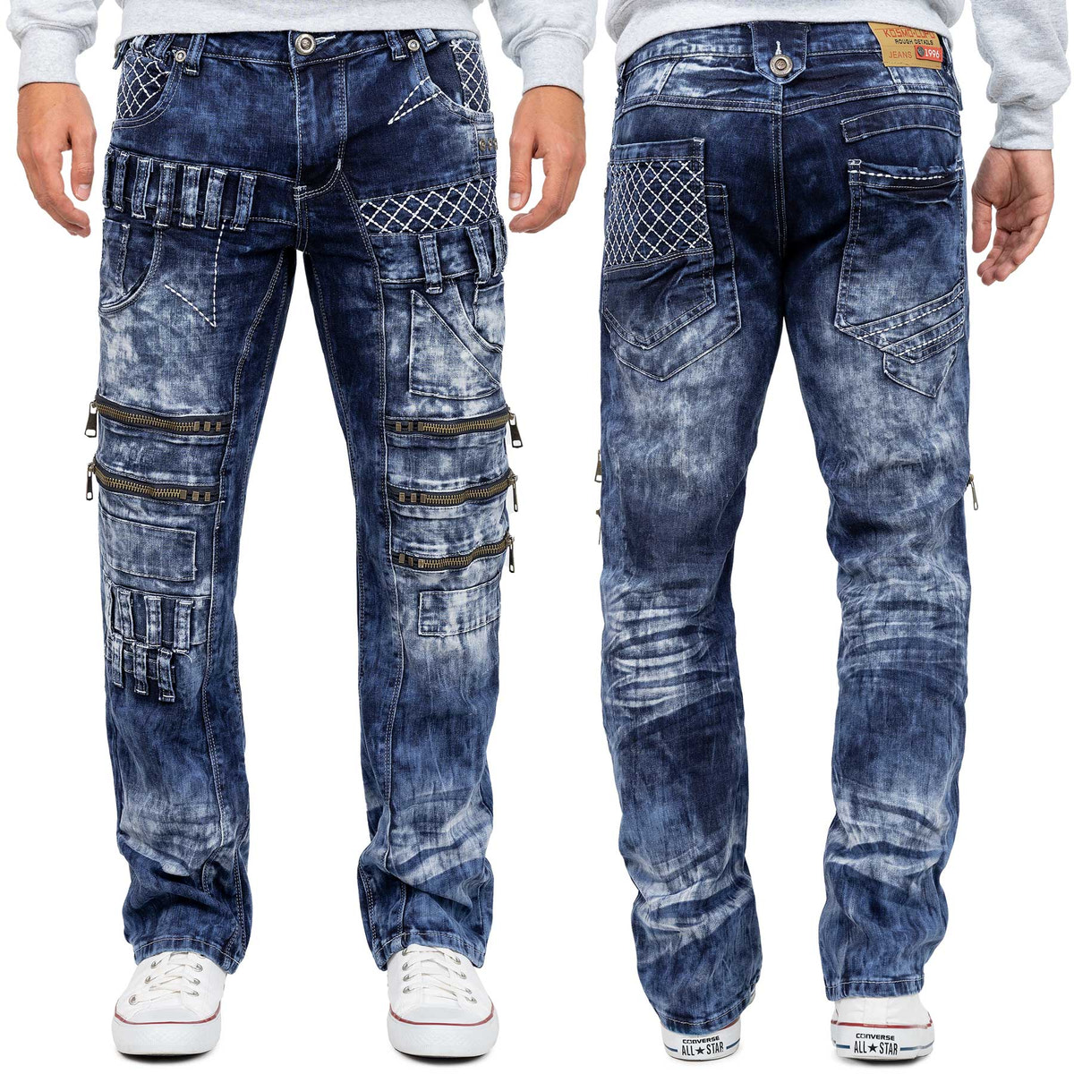 Herren Regular Fit Jeans Stonewashed in Blue – Kosmo Lupo – Ansicht 10