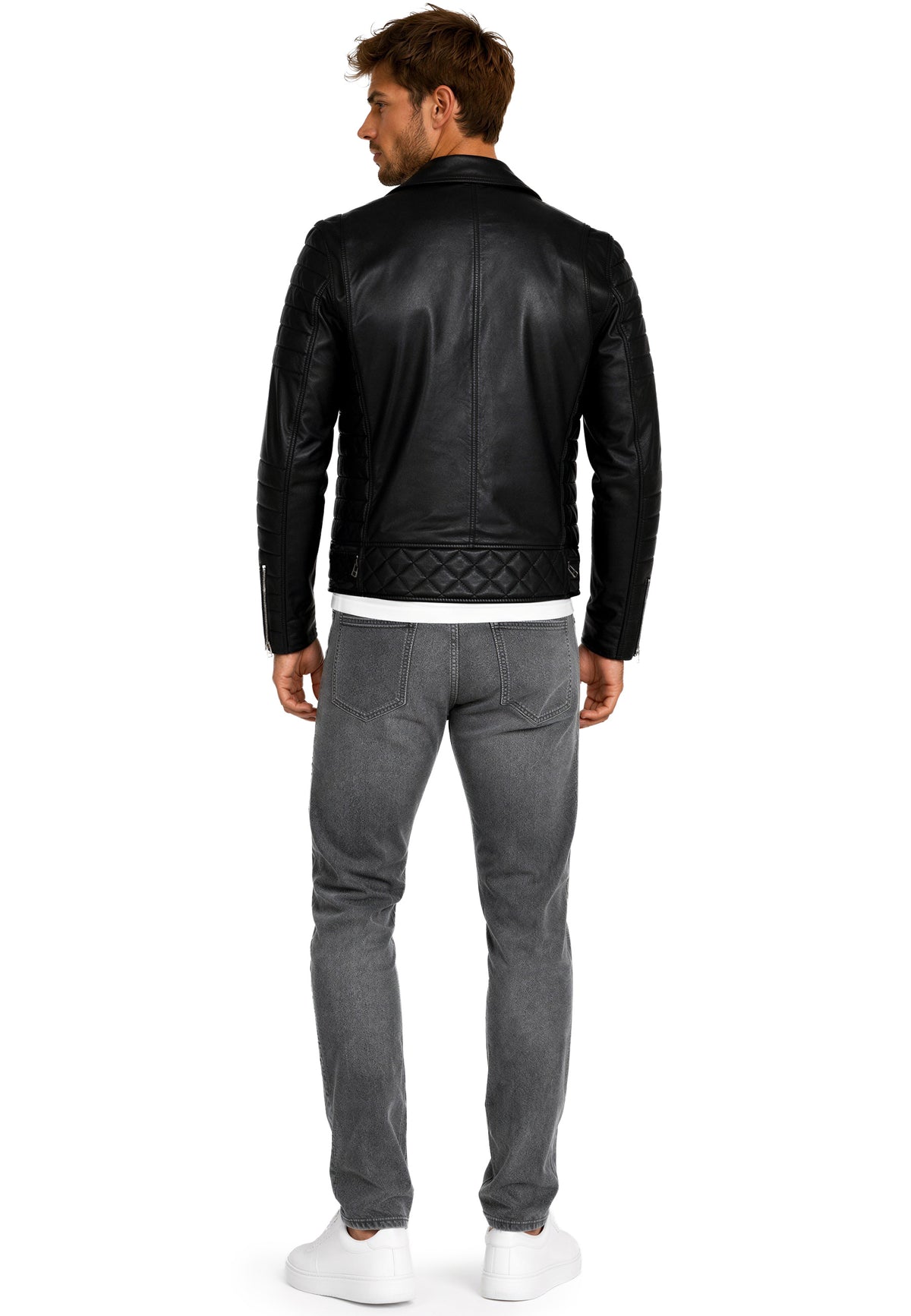 Herren Slim Fit Echtleder Jacke RS001LUX - Black