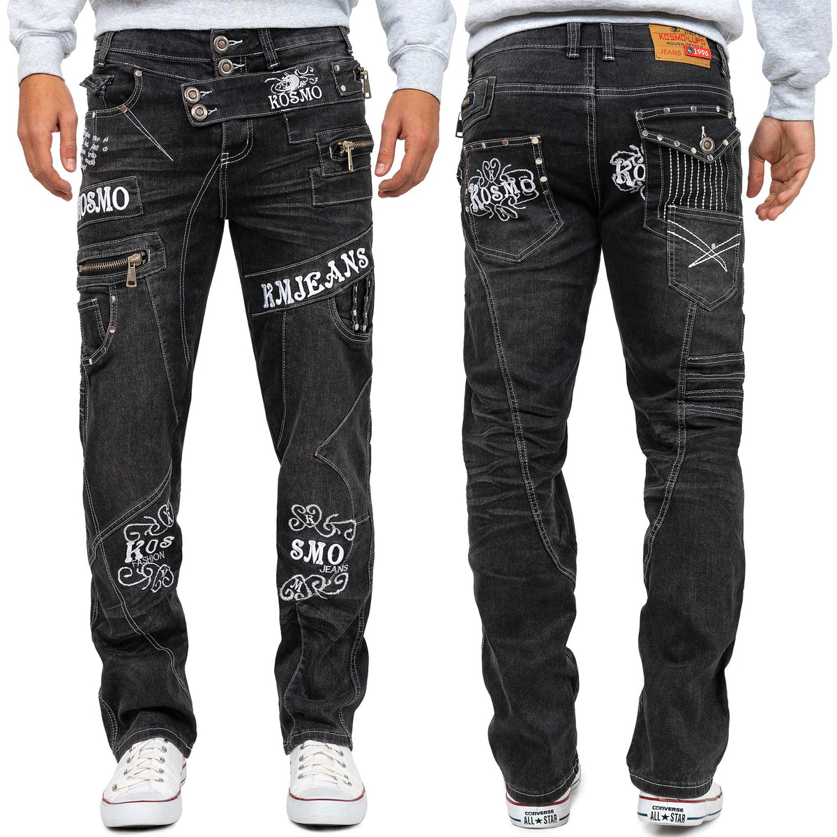 Herren Regular Fit Jeans Stonewashed in Grey – Kosmo Lupo – Ansicht 11