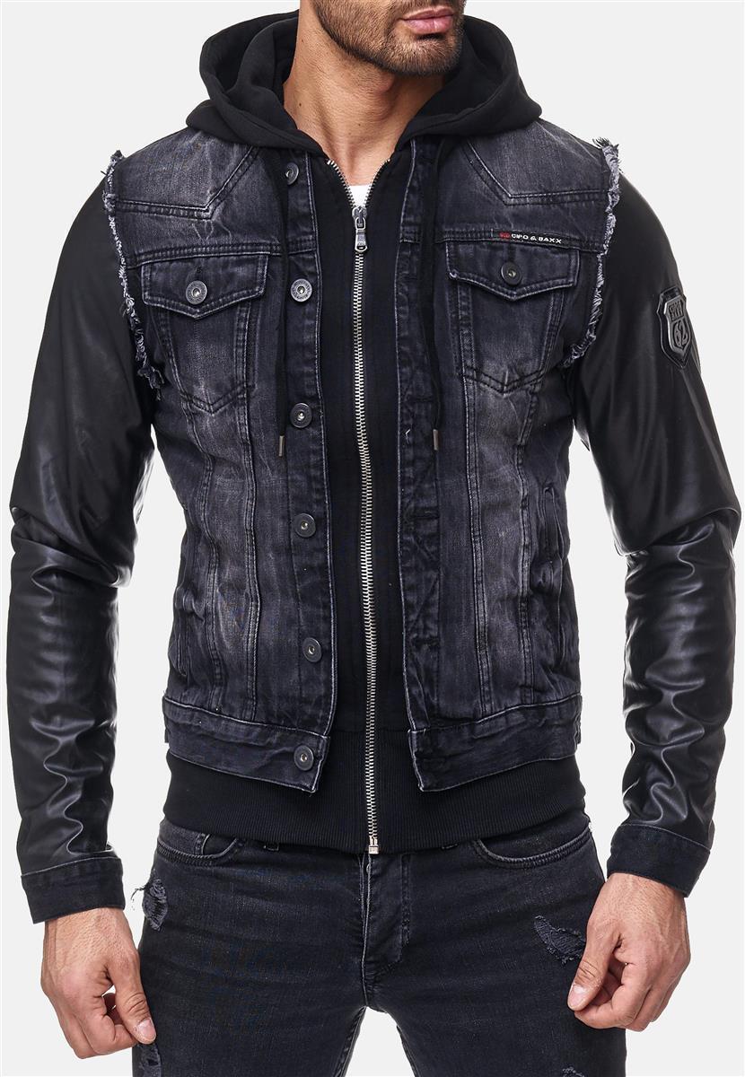 Herren Regular Fit Jacke Denim in Black – Cipo & Baxx – Ansicht 11