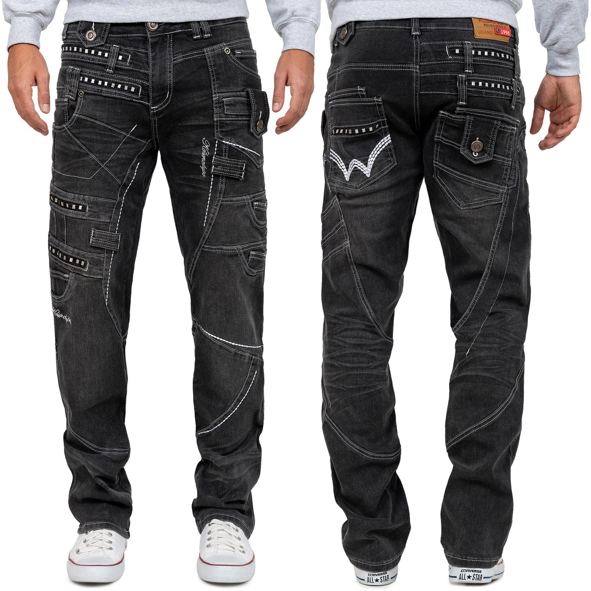 Herren Regular Fit Jeans Stonewashed in Grey – Kosmo Lupo – Ansicht 11