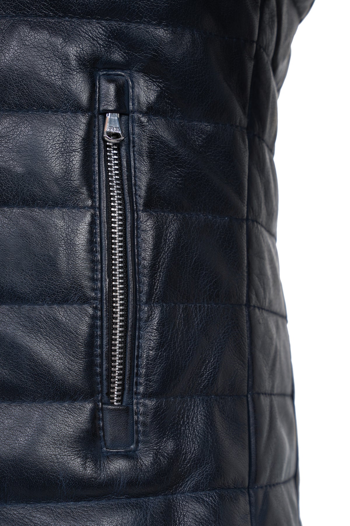 Herren Slim Fit Echtlederjacke Echtleder in Navy – Reichstadt – Ansicht 13