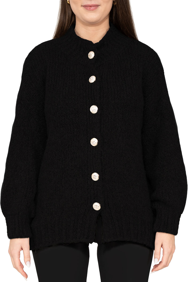 Damen Relaxed Fit Strickjacke in Black – Reichstadt