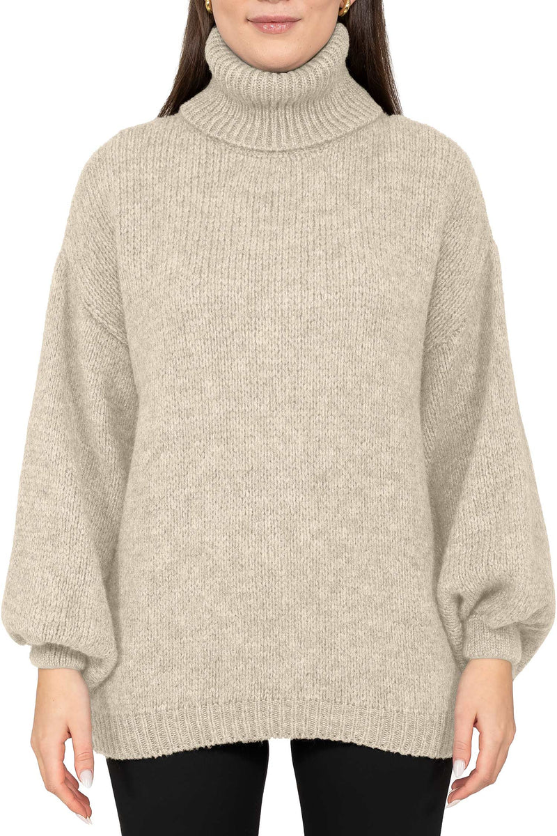 Damen Relaxed Fit Rollkragenpullover in Beige – Reichstadt
