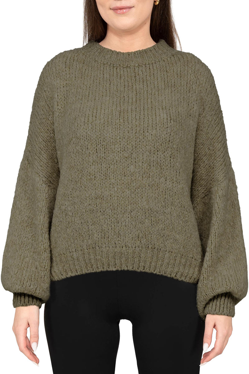 Damen Relaxed Fit Strickpullover in Khaki – Reichstadt