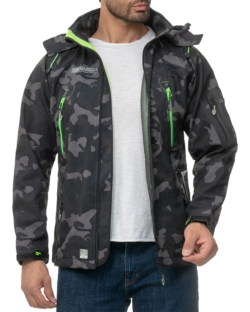 Herren Regular Fit Softshelljacke techno men - Black-Green
