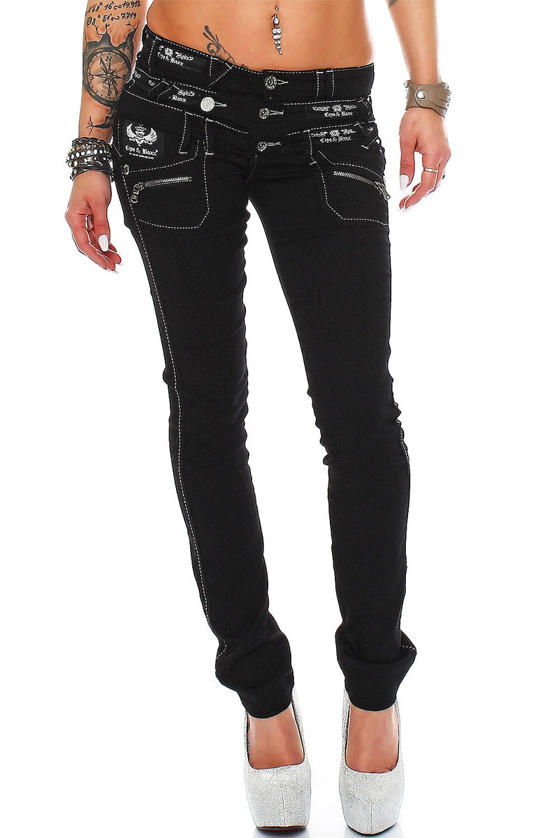 Damen Regular Fit Jeans Mid Waist in Black – Cipo & Baxx