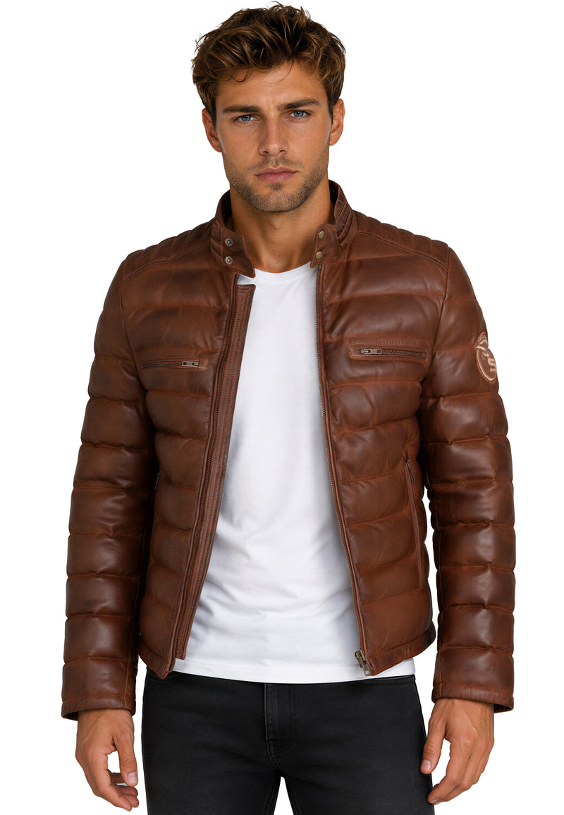 Herren Regular Fit Jacke Echtleder 19RS016 - Brown