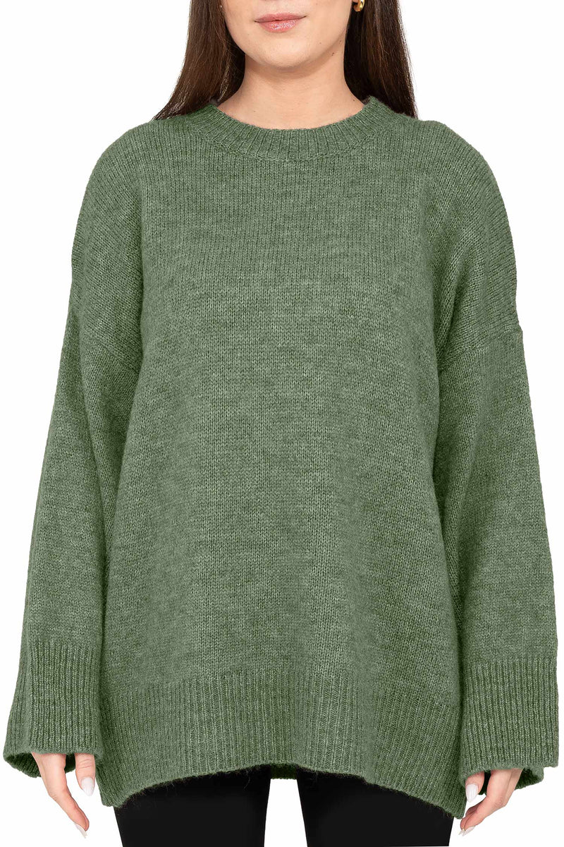 Damen Oversized Strickpullover in Green – Reichstadt