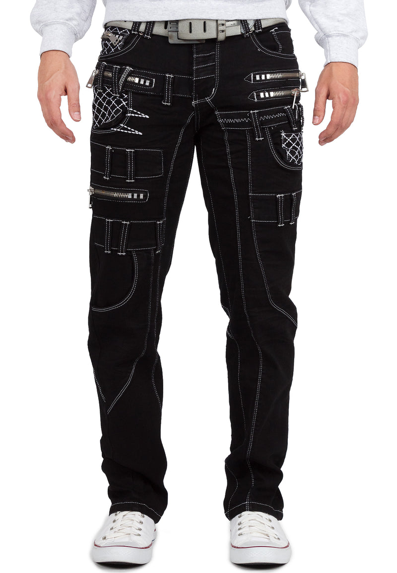 Herren Regular Fit Jeans Stonewashed in Black – Kosmo Lupo