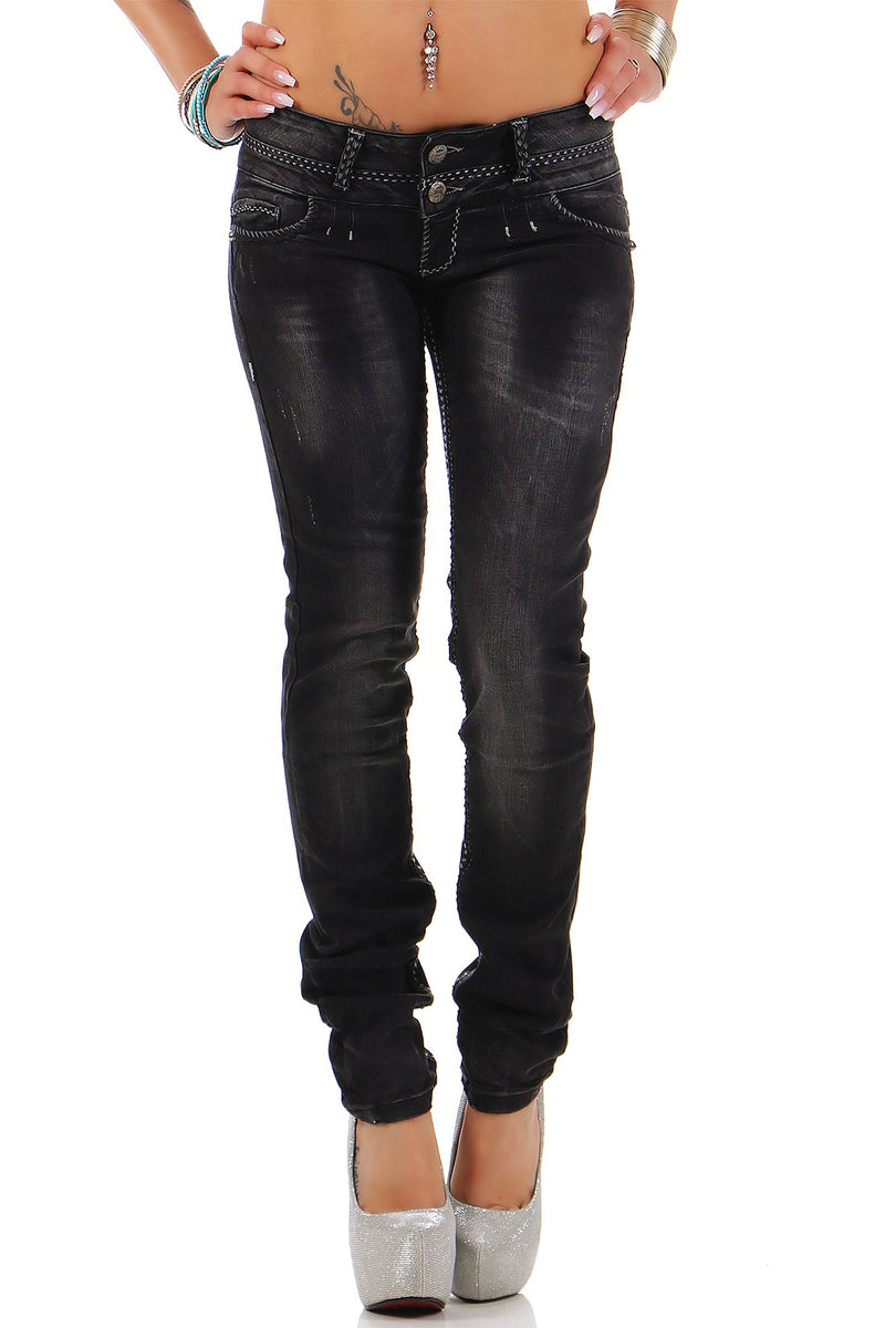 Damen Slim Fit Jeans Stonewashed in Black – Cipo & Baxx