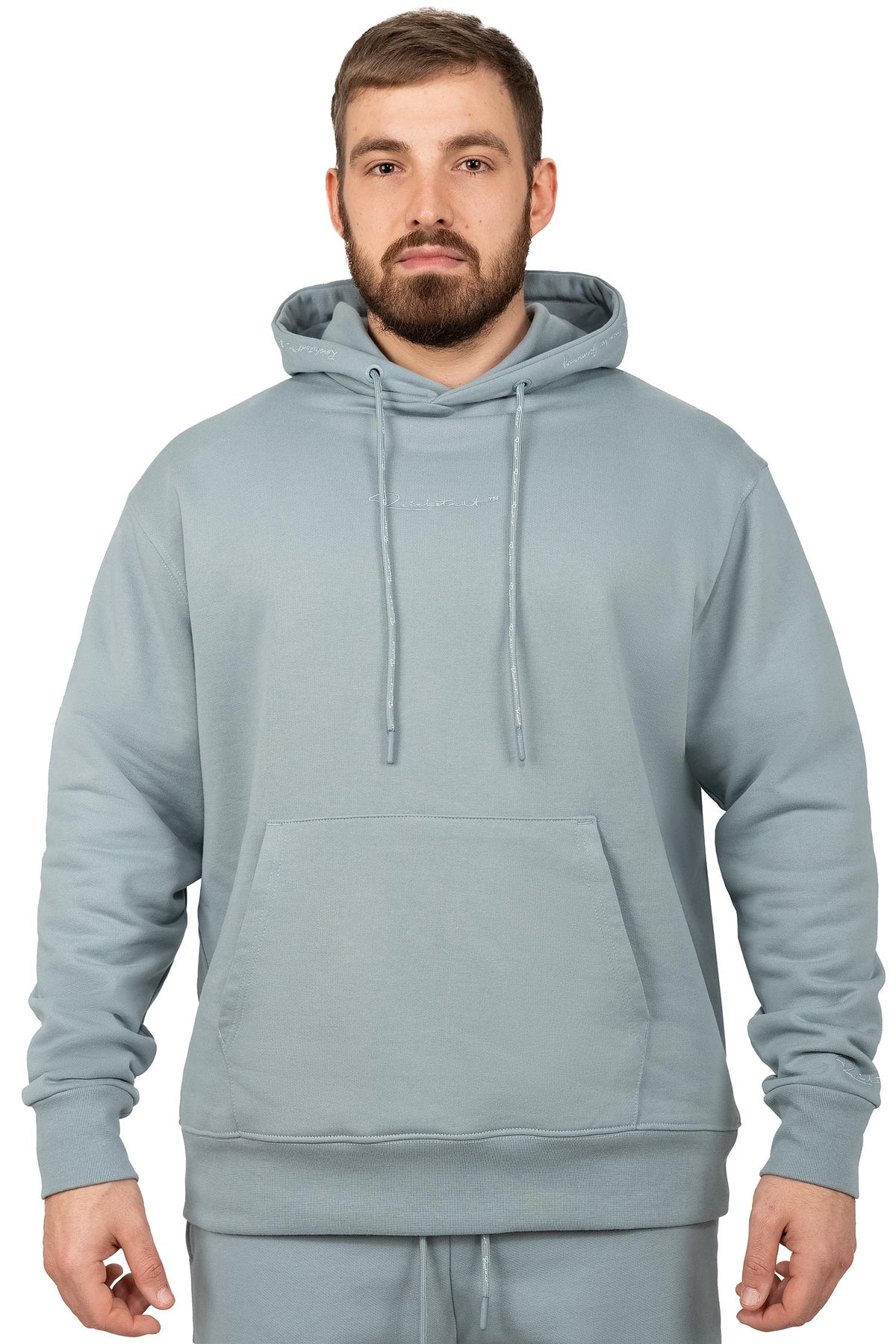 Herren Regular Fit Sport Hoodie Marken-Stick in Grey – Reichstadt