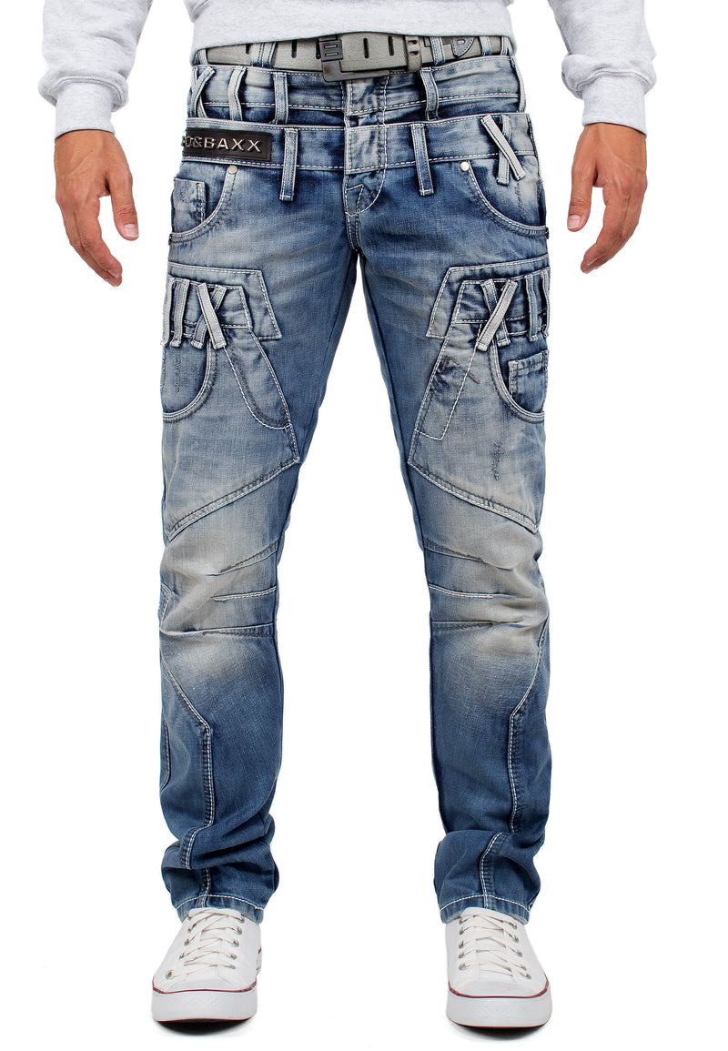 Herren Regular Fit Jeans Stonewashed in Blue – Cipo & Baxx