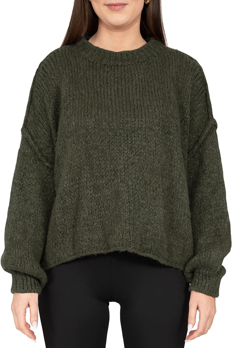 Damen Relaxed Fit Strickpullover in Khaki – Reichstadt
