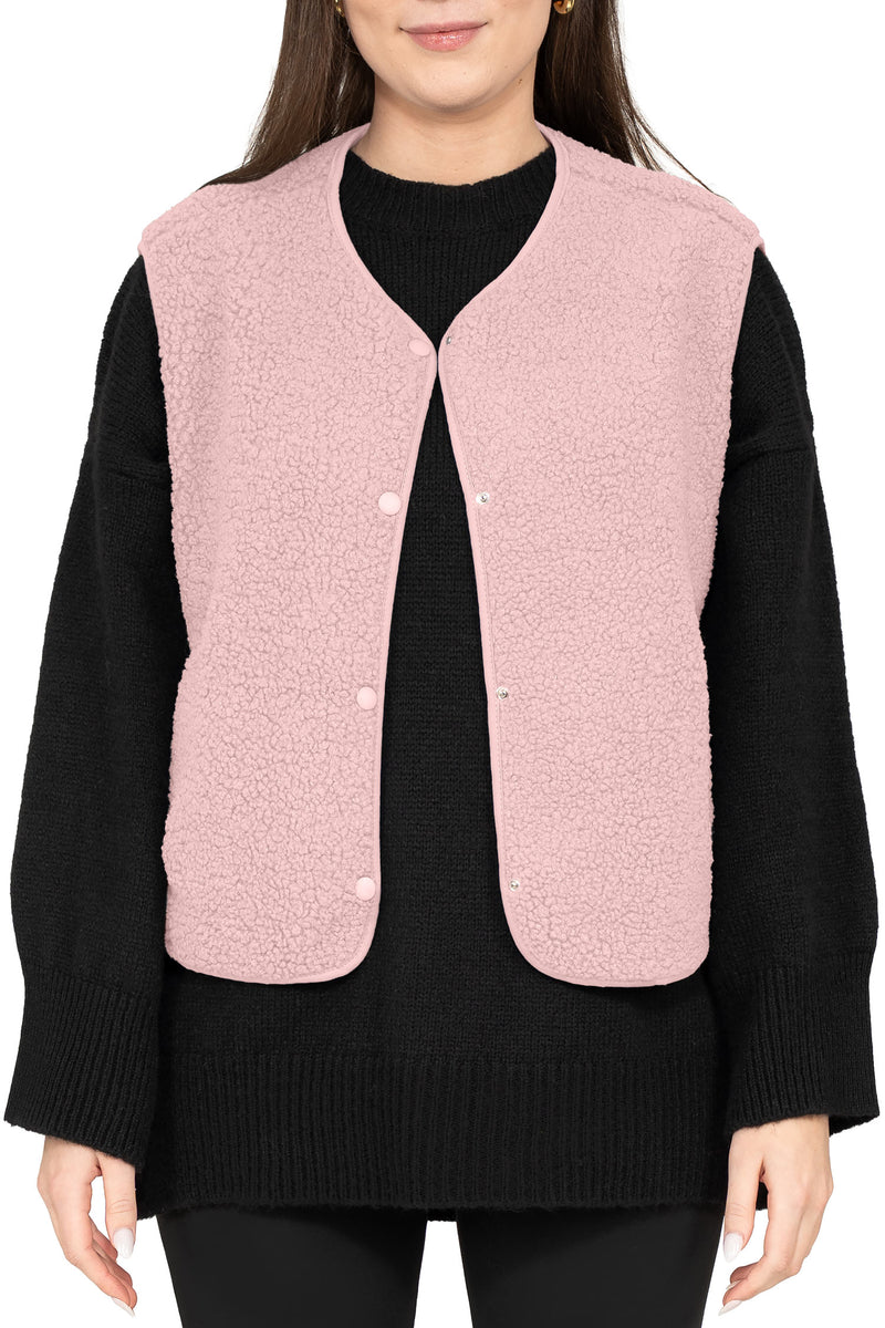 Damen Relaxed Fit Teddy Weste in Rosa – Reichstadt