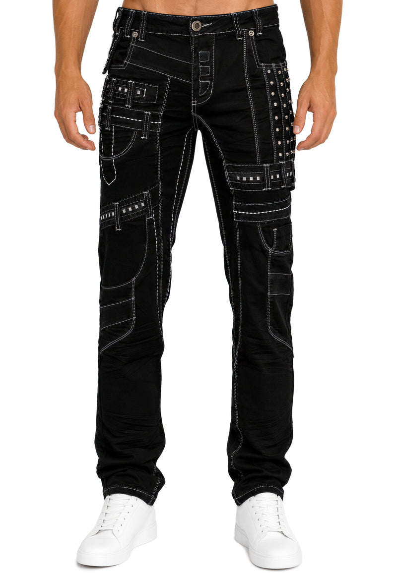 Herren Regular Fit Jeans Stonewashed in Black – Kosmo Lupo