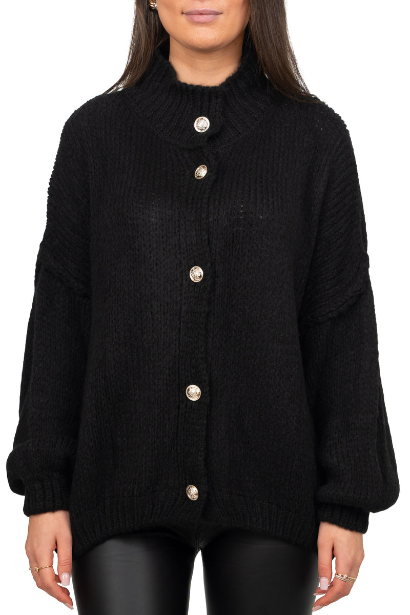 Damen Relaxed Fit Strickjacke Oversized-Look in Black – Reichstadt