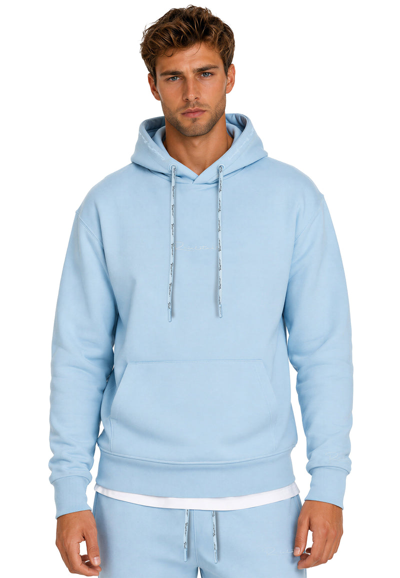 Herren Regular Fit Hoodie Marken-Stick in Baby Blue – Reichstadt