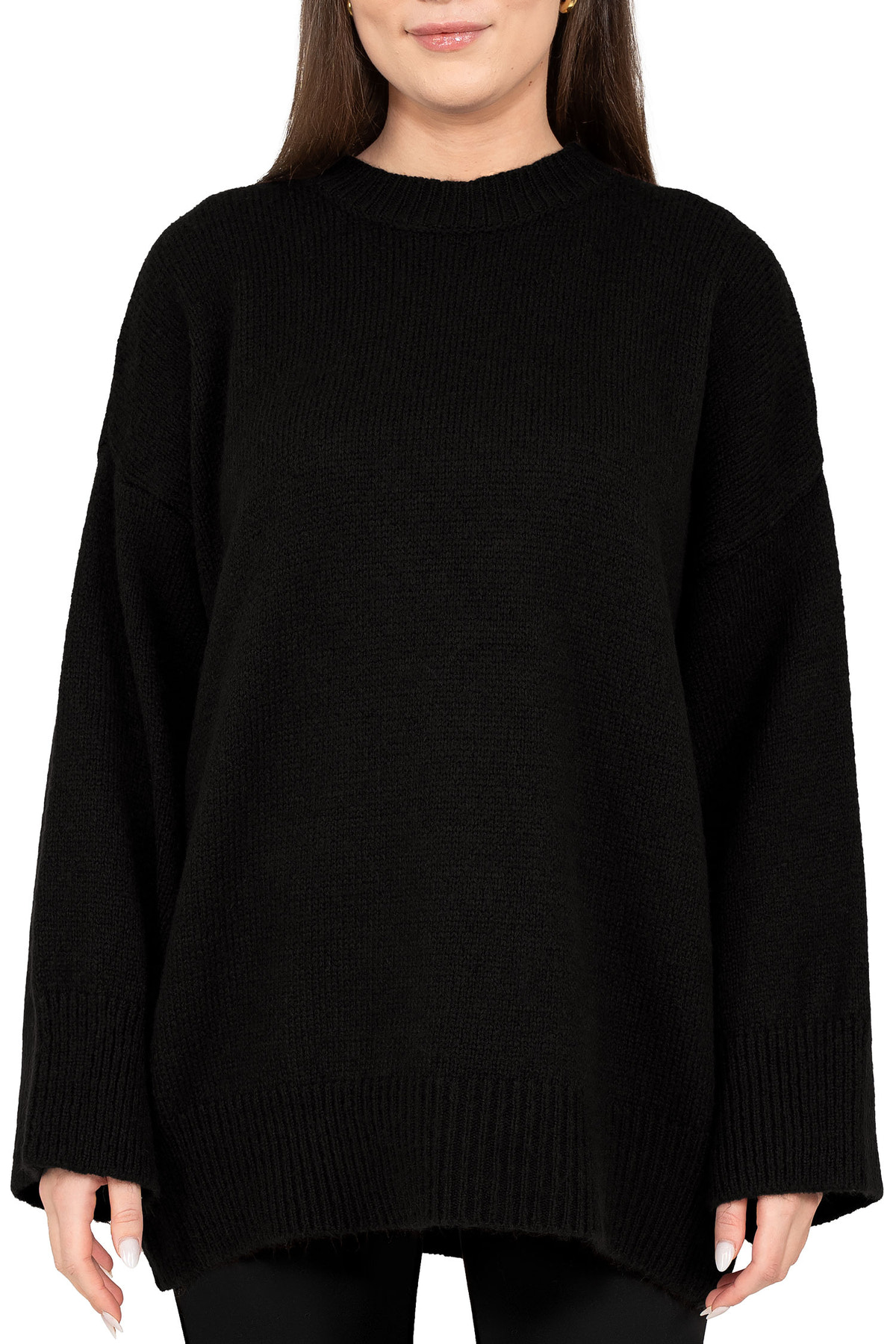 Damen Oversized Strickpullover in Black – Reichstadt
