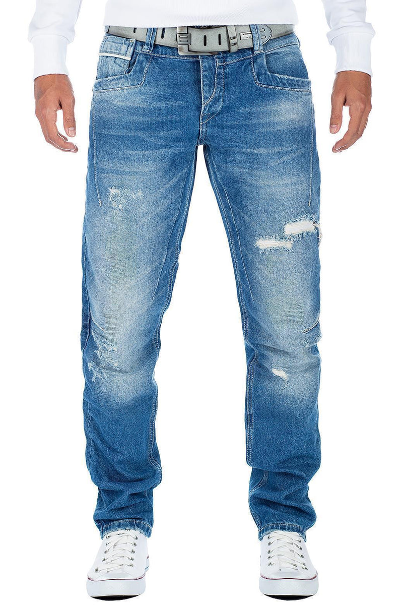 Herren Regular Fit Jeans Stonewashed in Blue – Cipo & Baxx