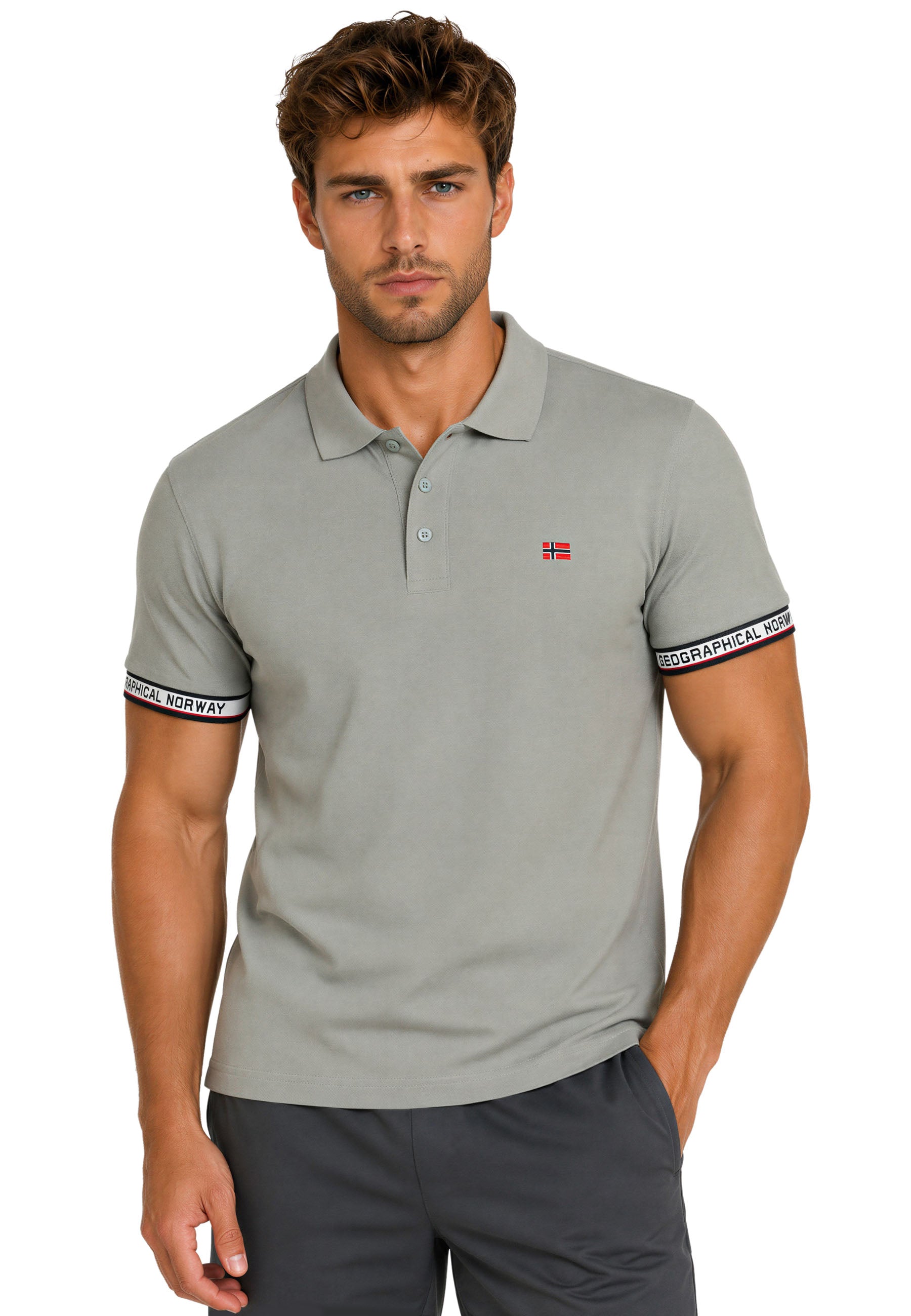 Herren Regular Fit Poloshirt koliar men in Olive – Geographical Norway
