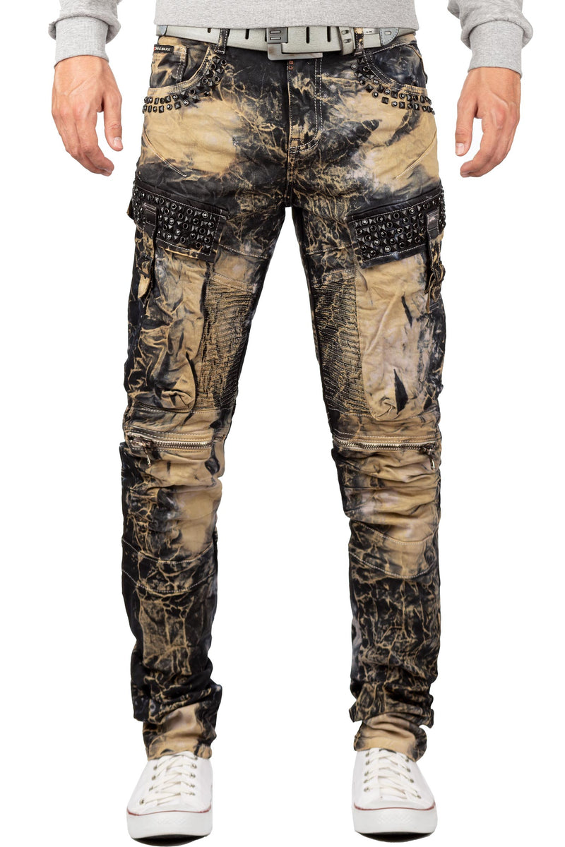 Herren Regular Fit Jeans Stonewashed in Khaki – Cipo & Baxx