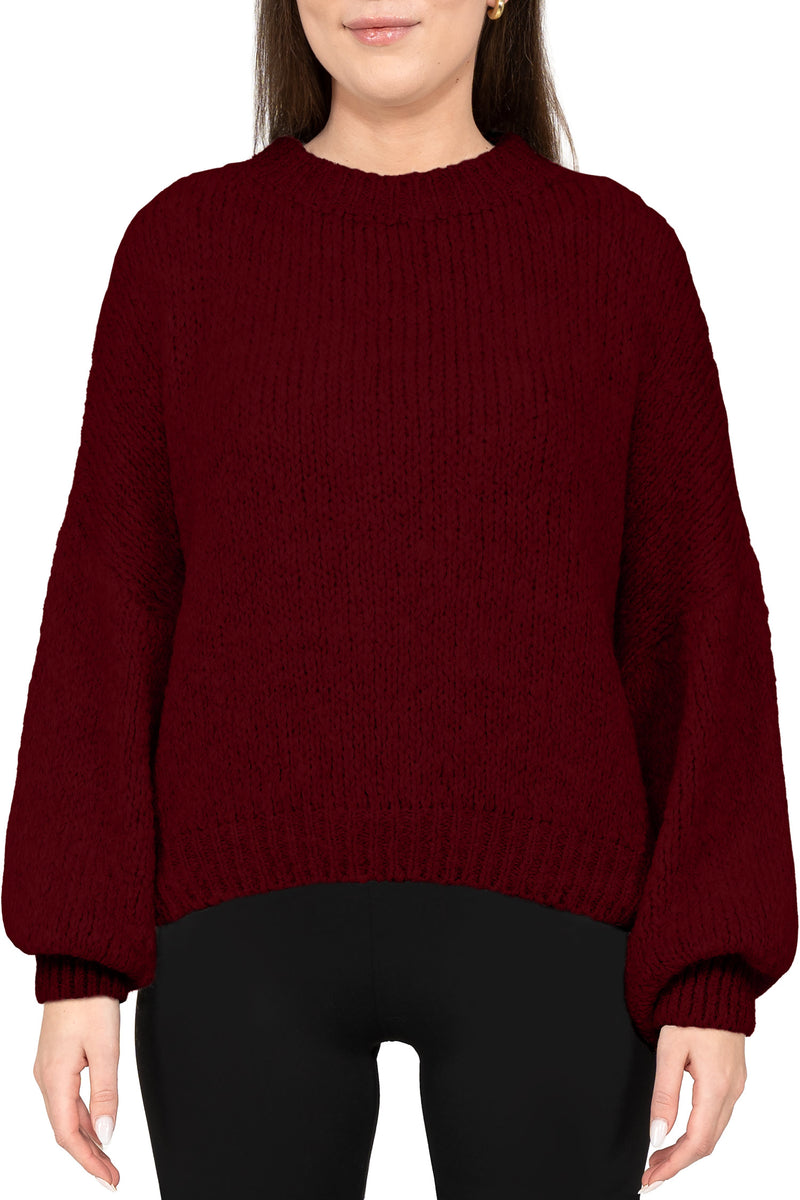 Damen Relaxed Fit Strickpullover in Bordeaux – Reichstadt