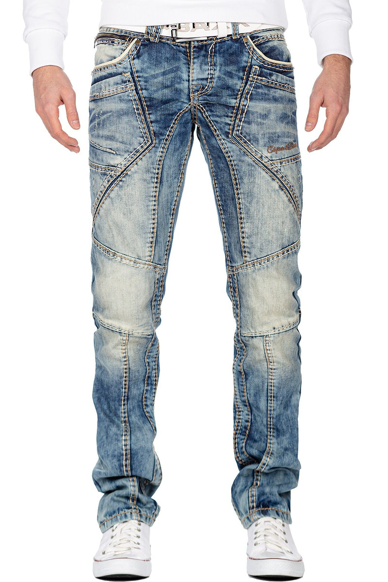 Herren Regular Fit Jeans Stonewashed in Blue – Cipo & Baxx