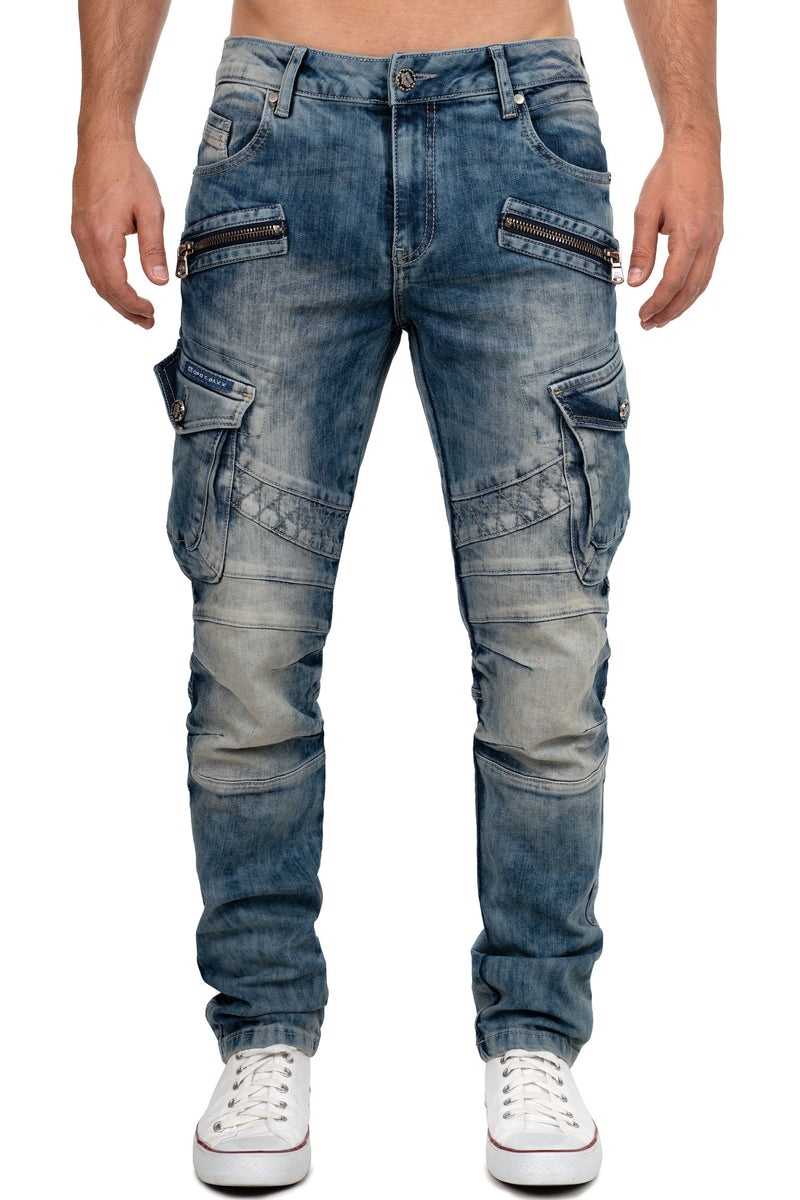 Herren Straight Fit Jeans Stonewashed in Blue – Cipo & Baxx