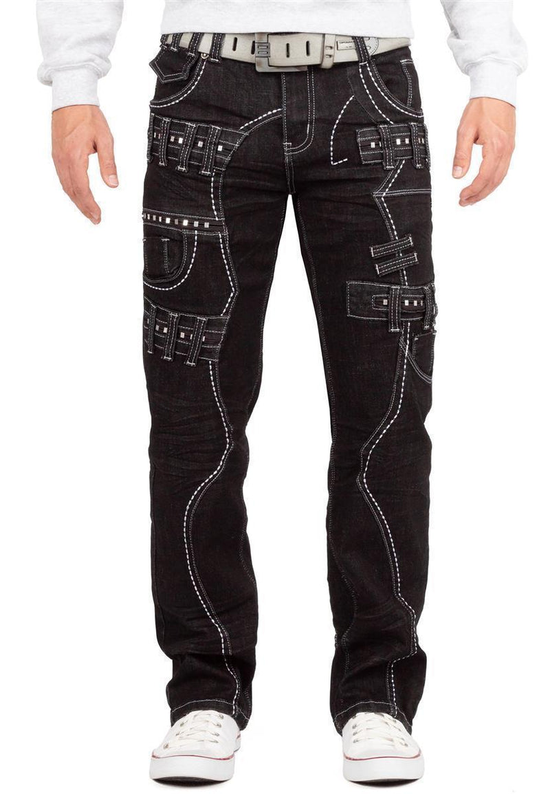 Herren Regular Fit Jeans Stonewashed in Black – Kosmo Lupo