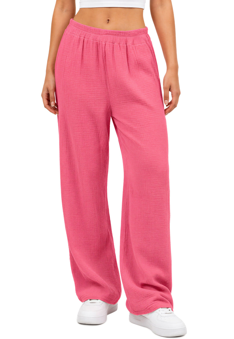Damen Oversized Hose Musselin 25RSW082 - Pink