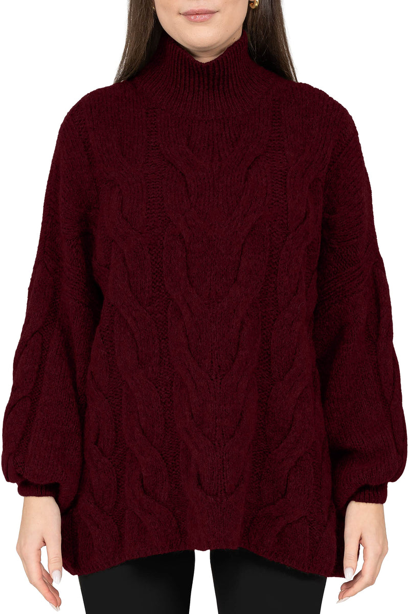 Damen Relaxed Fit Strickpullover in Bordeaux – Reichstadt