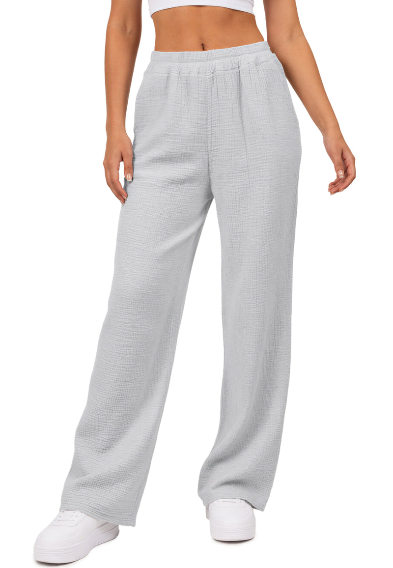 Damen Oversized Hose Musselin 25RSW082 - Grey