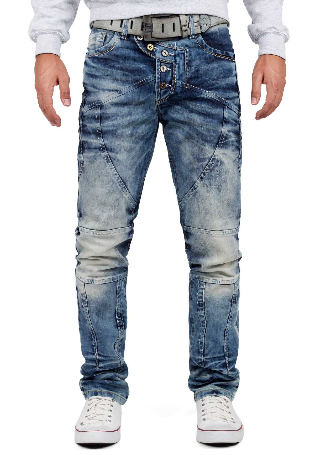 Herren Regular Fit Jeans Stonewashed in Blue – Cipo & Baxx