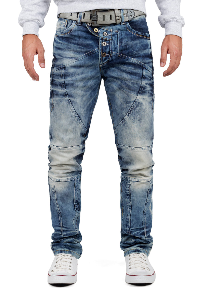 Herren Regular Fit Jeans Stonewashed in Blue – Cipo & Baxx