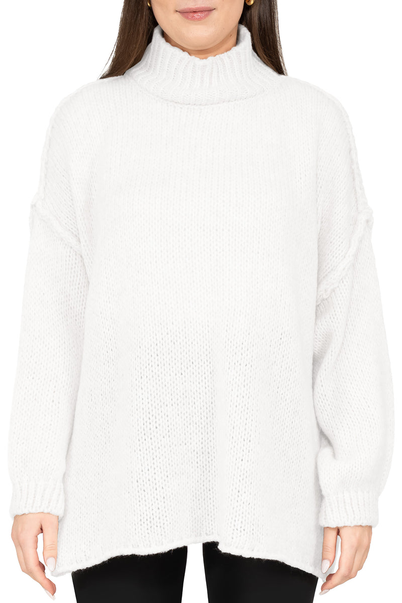 Damen Relaxed Fit Strickpullover in White – Reichstadt