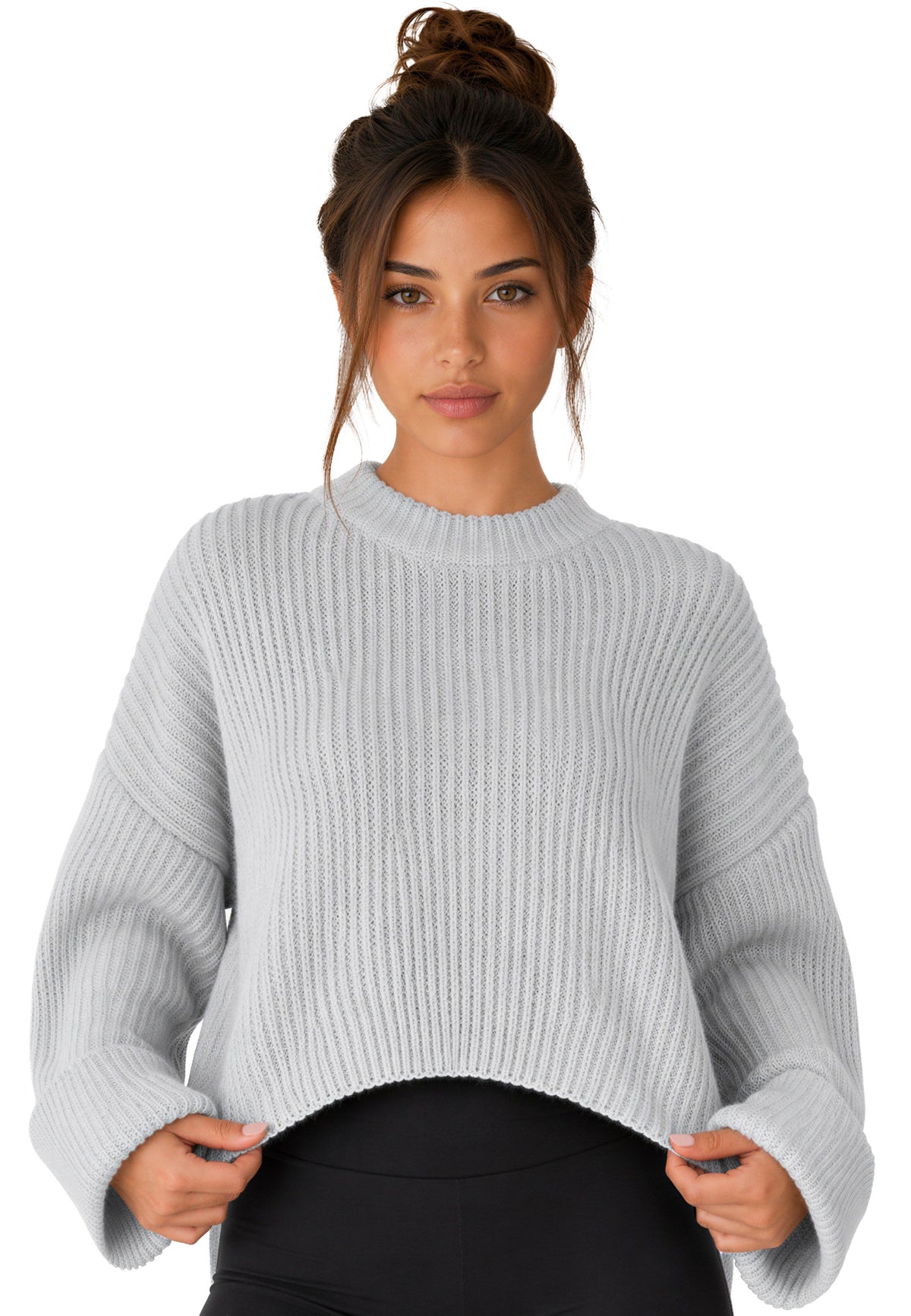 Damen Relaxed Fit Strickpullover 25RSW093 - Grey