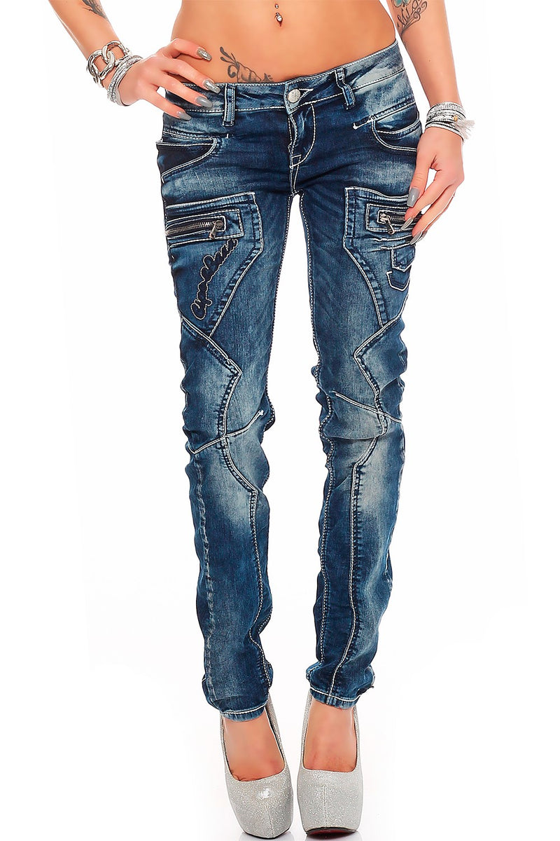 Damen Slim Fit Jeans Stonewashed in Blue – Cipo & Baxx
