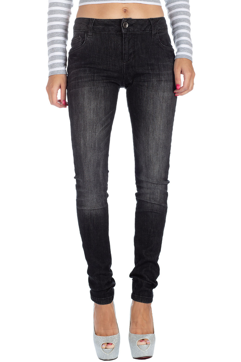 Damen Slim Fit Jeans Stonewashed in Black – Cipo & Baxx