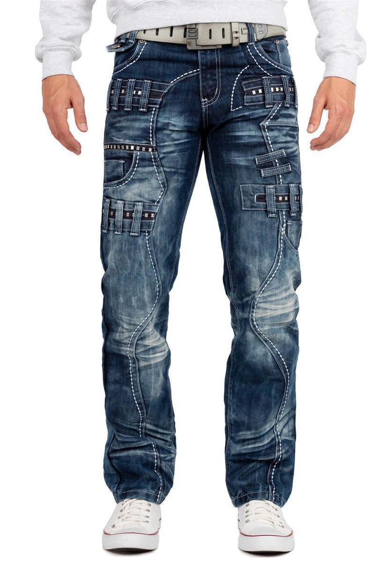 Herren Regular Fit Jeans Stonewashed in Blue – Kosmo Lupo