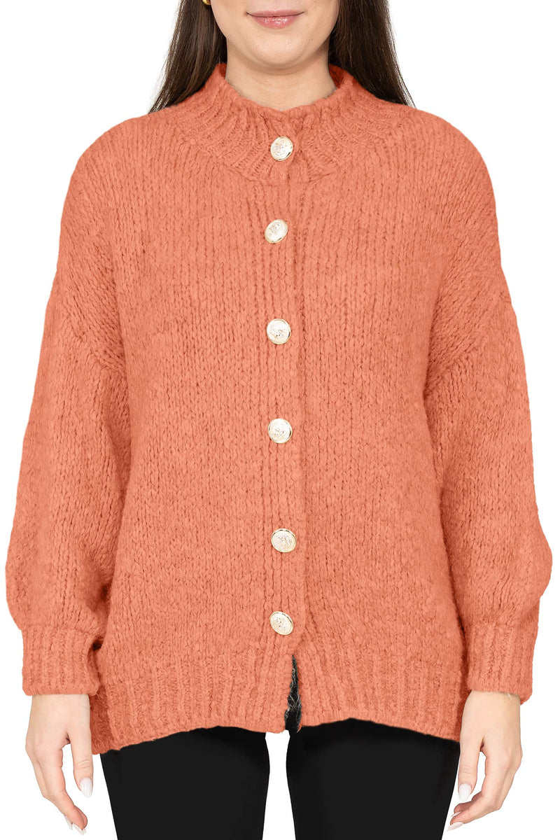 Damen Relaxed Fit Strickjacke in Orange – Reichstadt