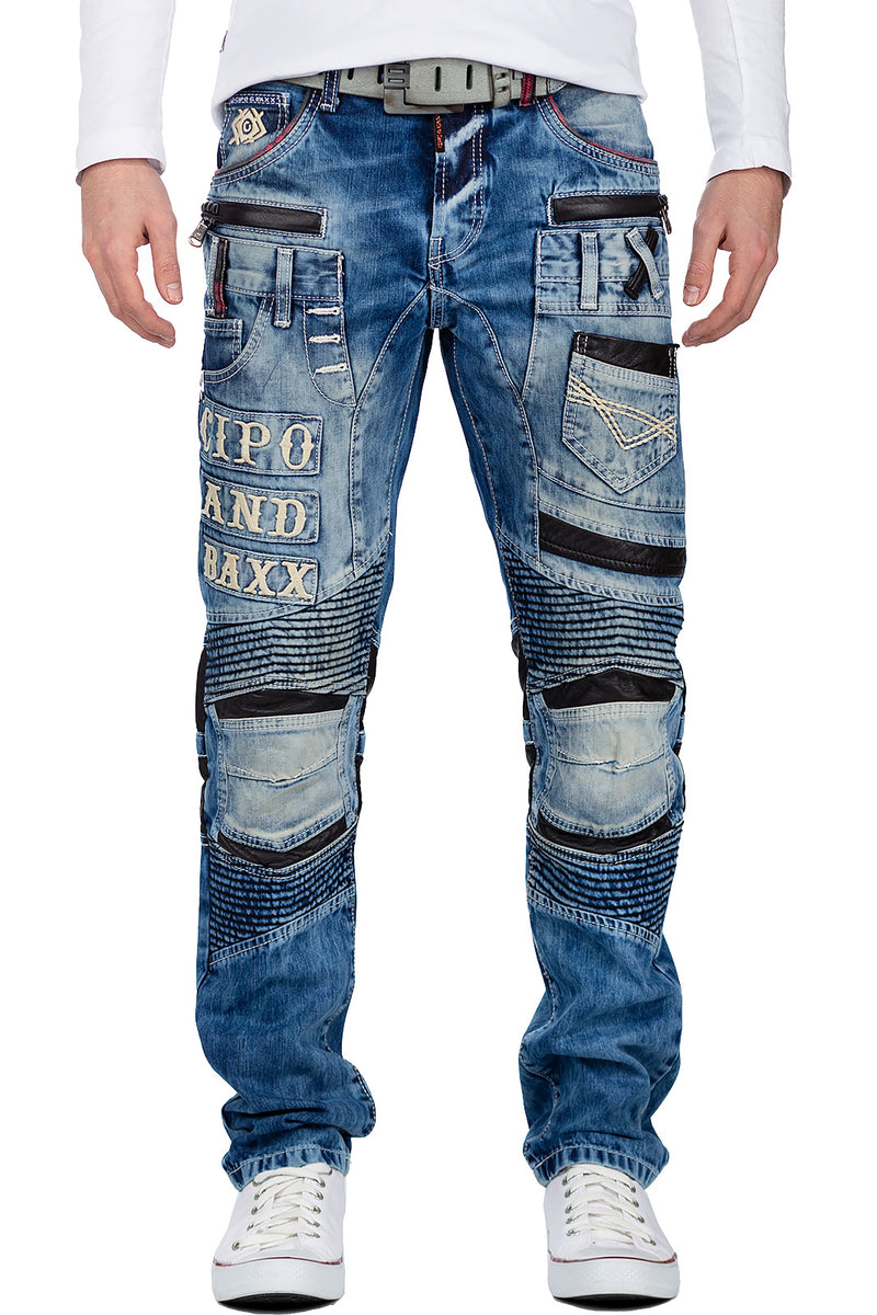 Herren Slim Fit Jeans Stonewashed in Blue – Cipo & Baxx