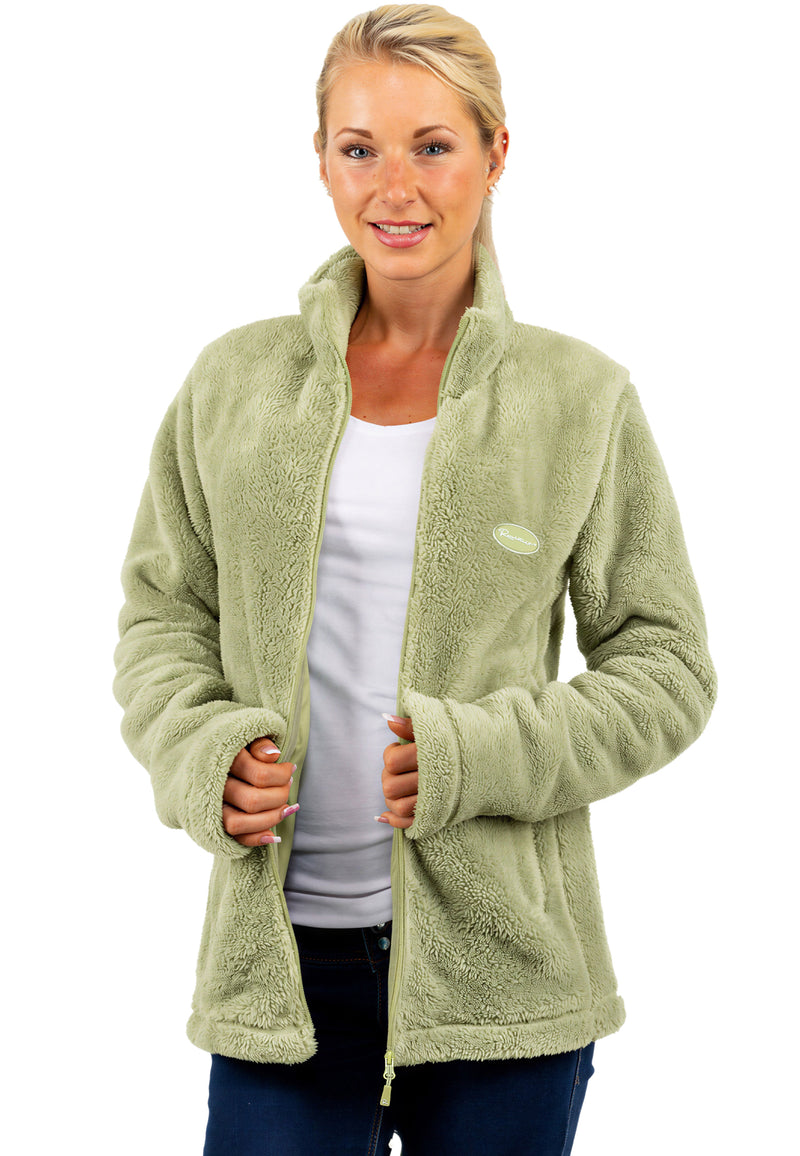 Damen Regular Fit Fleecejacke Kuschelige in Sage Green – Reichstadt