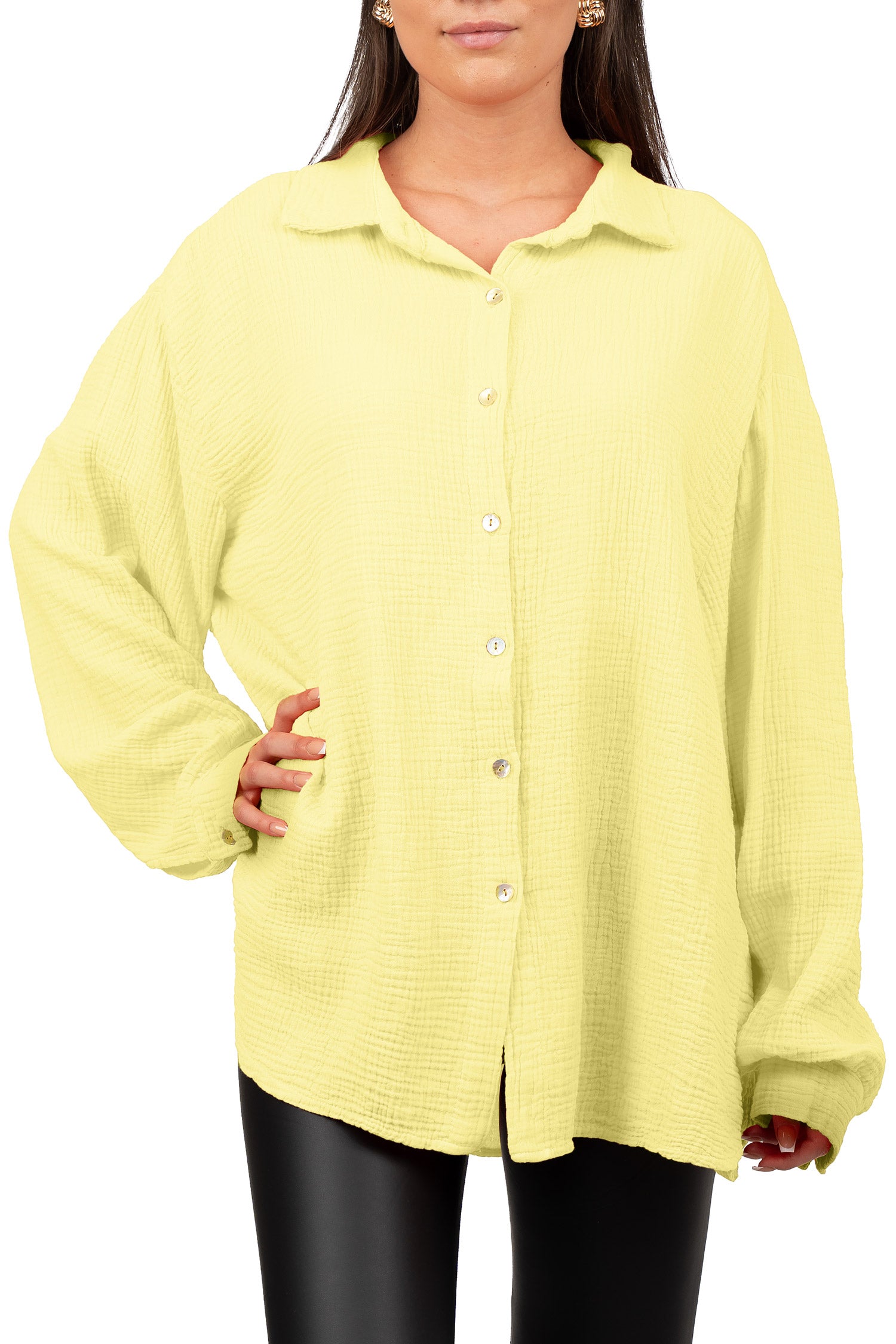 Damen Relaxed Fit Bluse Musselin in Yellow – Reichstadt