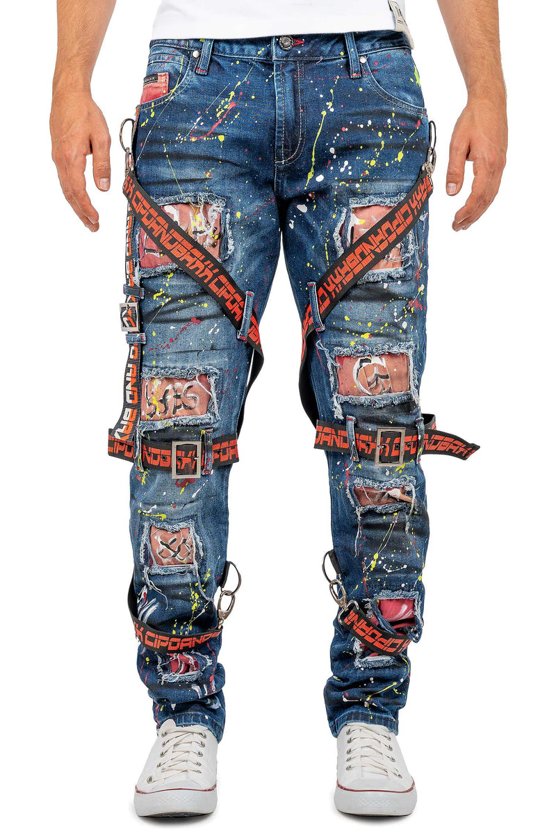 Herren Regular Fit Jeans Stonewashed in Blue – Cipo & Baxx