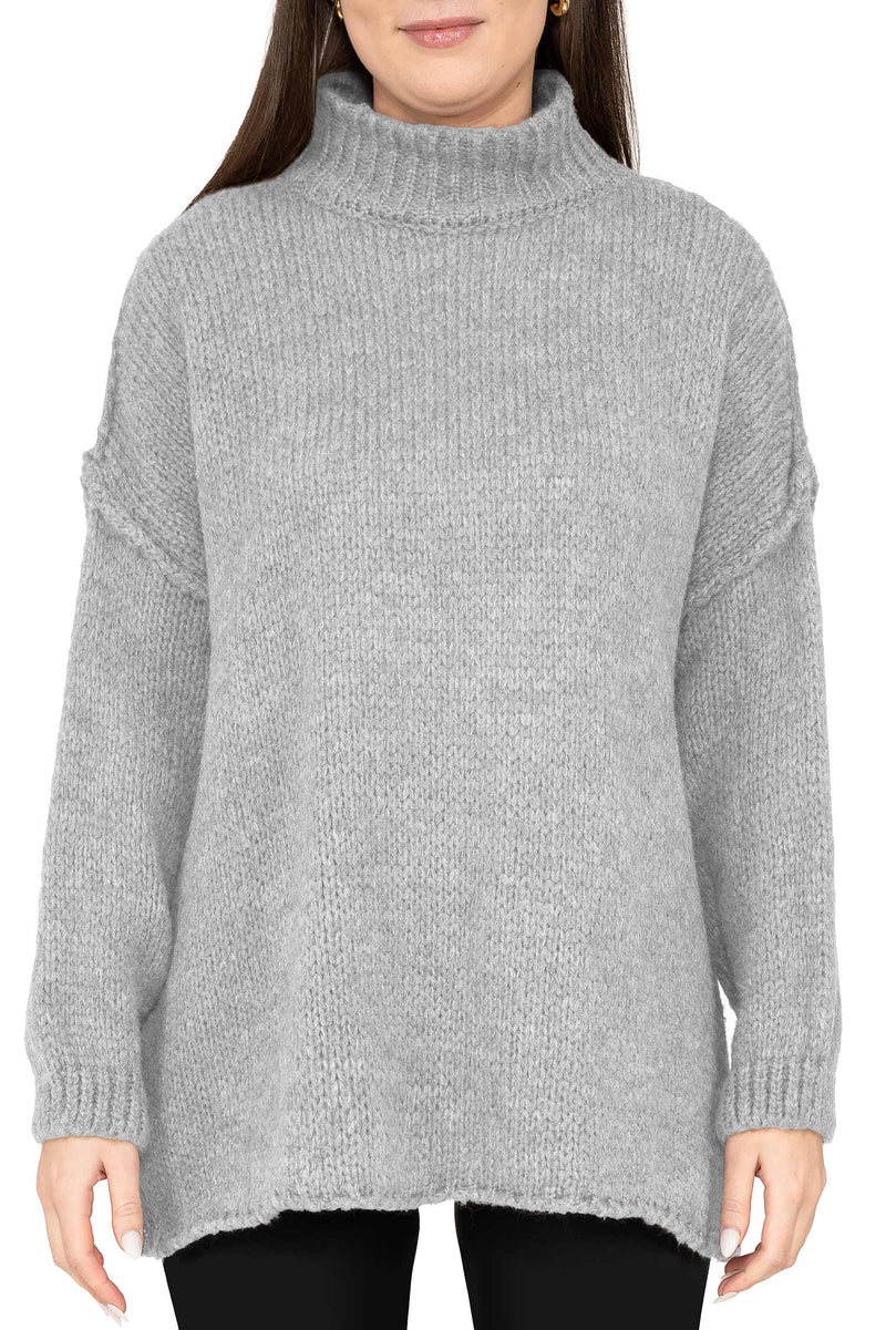 Damen Relaxed Fit Strickpullover in Grey – Reichstadt