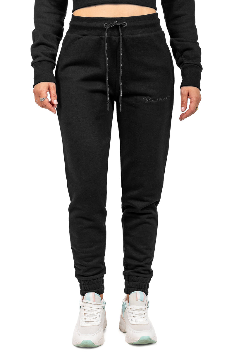 Damen Slim Fit Jogginghose Marken-Stick in Black – Reichstadt