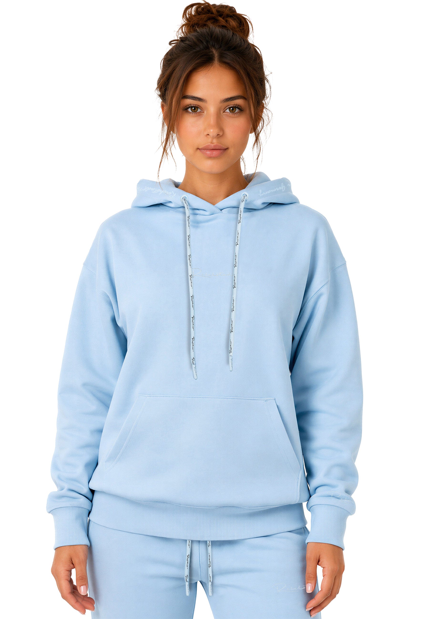 Damen Relaxed Fit Hoodie Marken-Stick 23RSW038 - Baby Blue