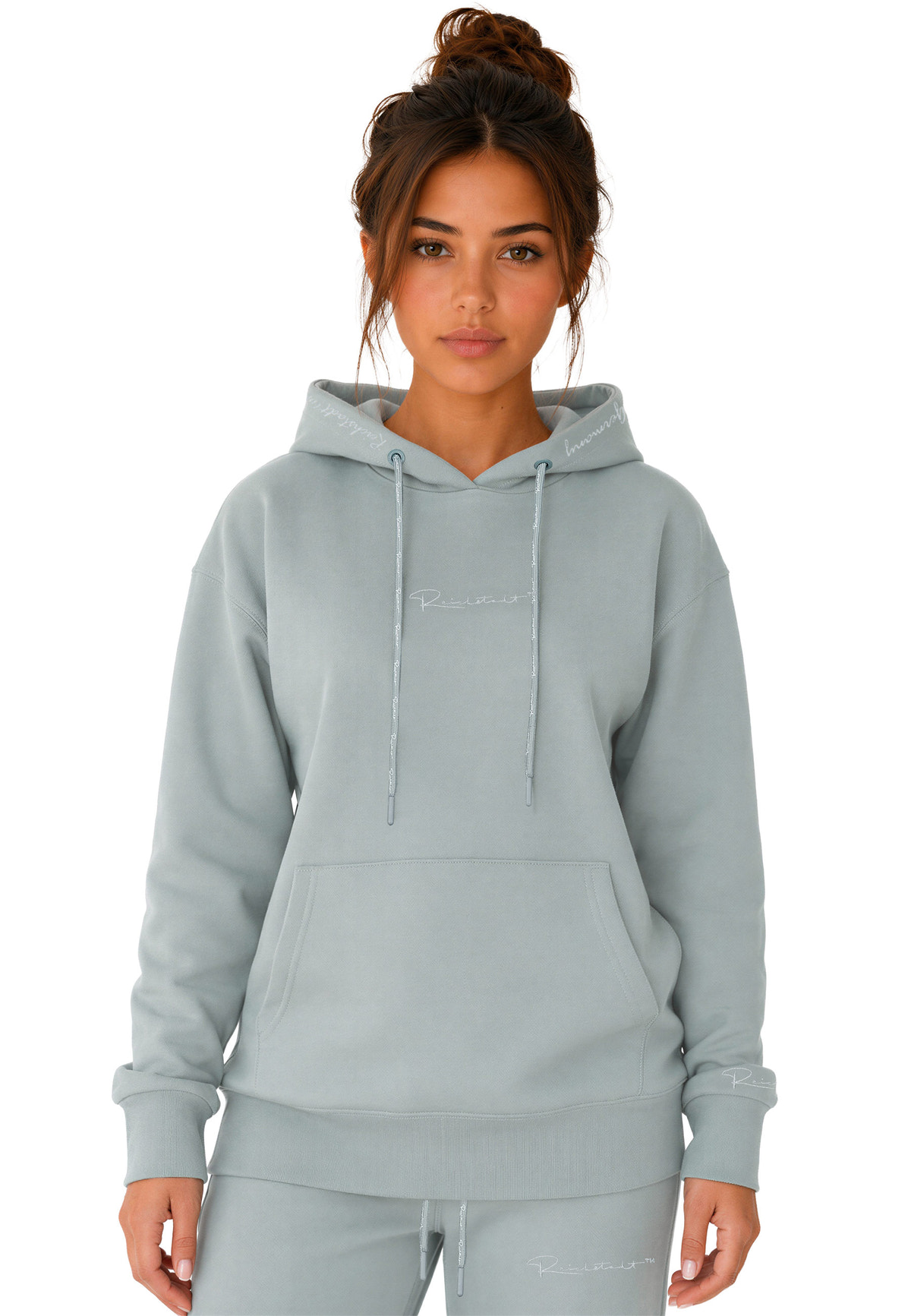 Damen Relaxed Fit Hoodie Marken-Stick in Grey – Reichstadt