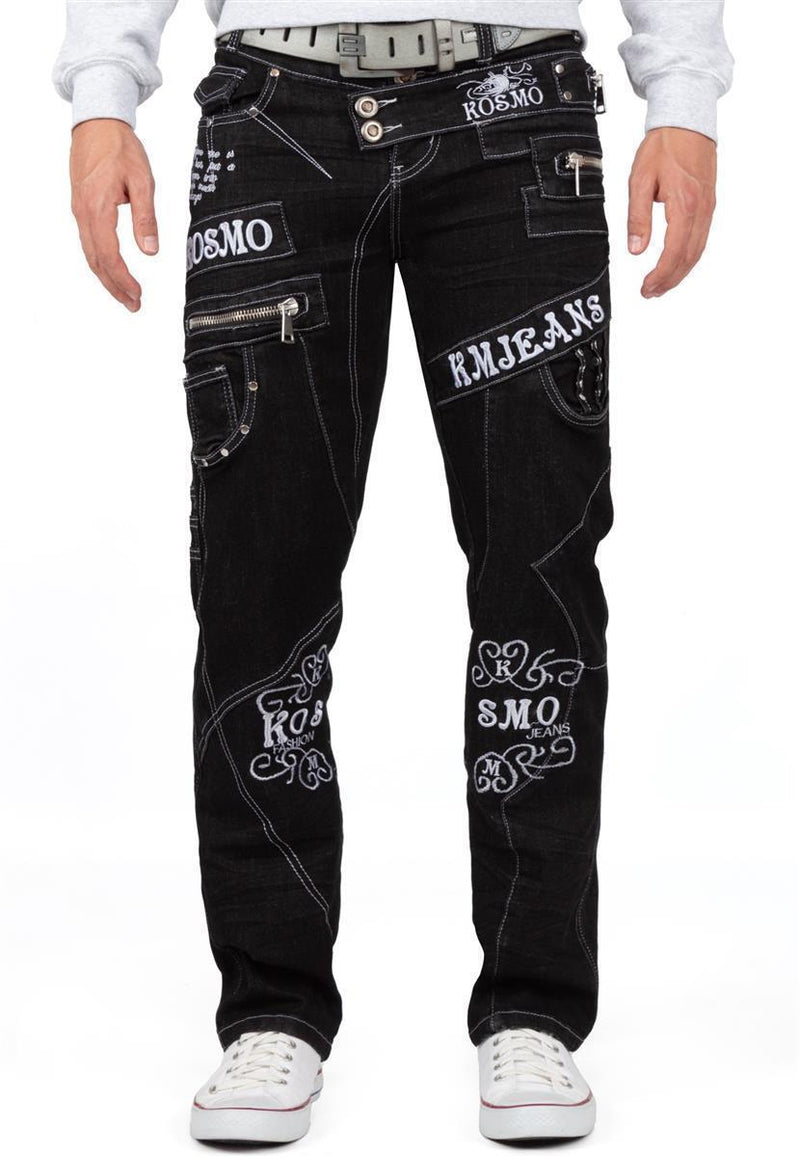 Herren Regular Fit Jeans Stonewashed in Black – Kosmo Lupo